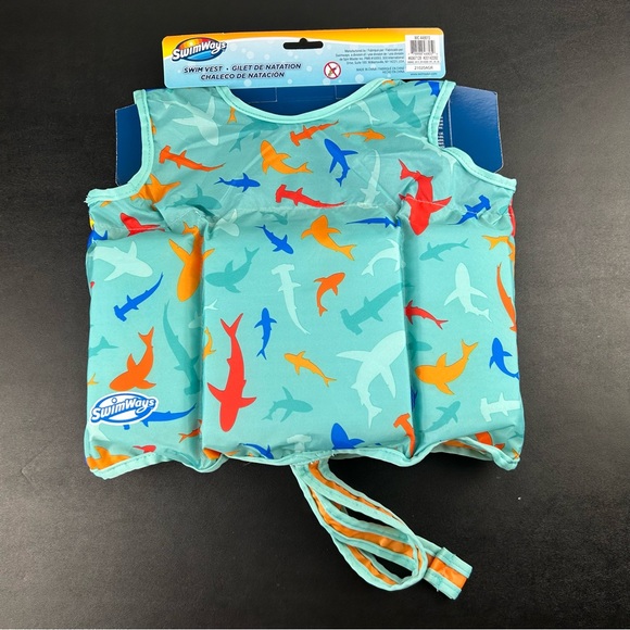 SwimWays Child Shark Print Step 2 Swim Vest Life Jacket Adjustable Ages 2-4 - Picture 10 of 14